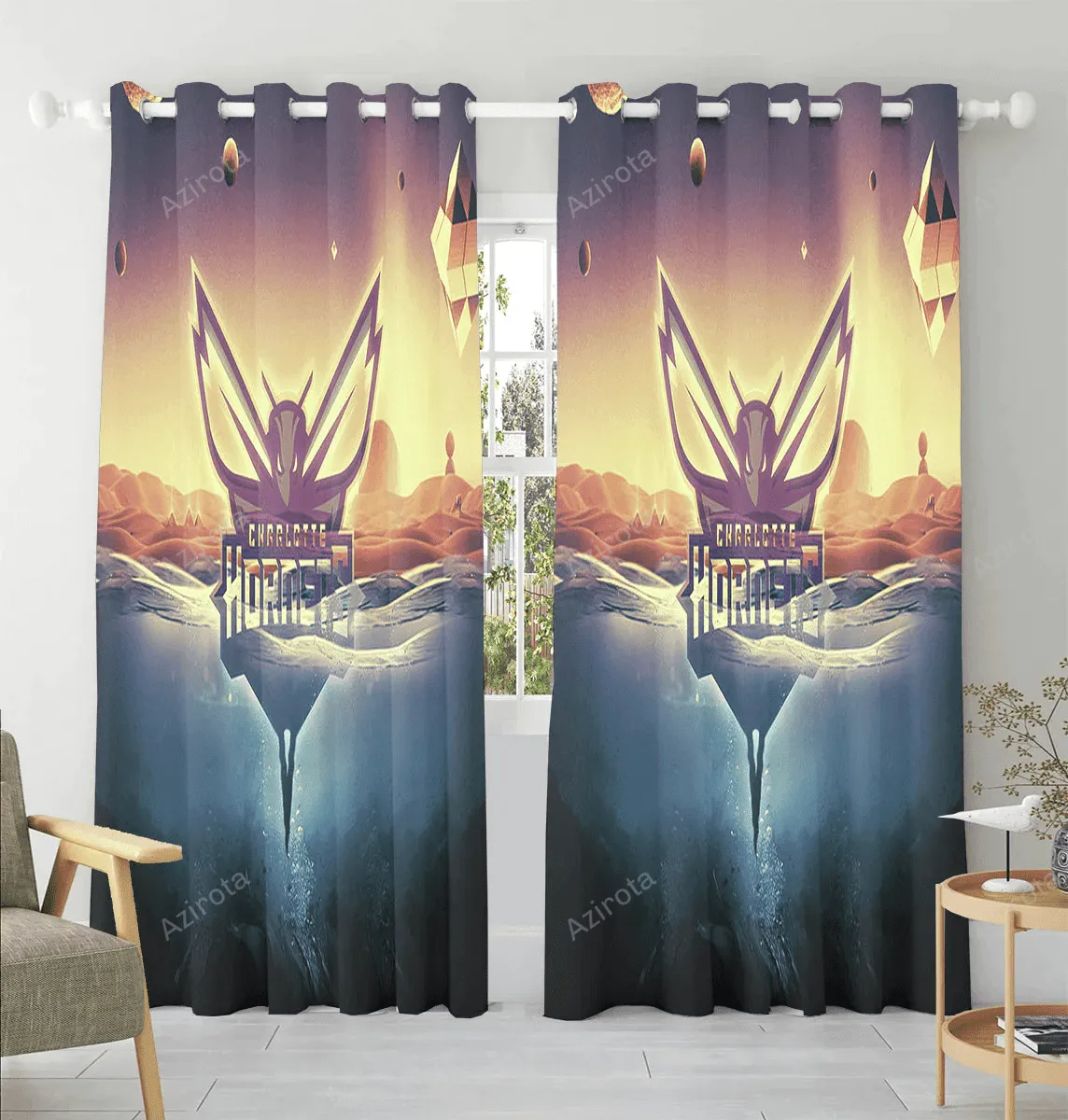Charlotte Hornets Logo Abstract Window Curtain