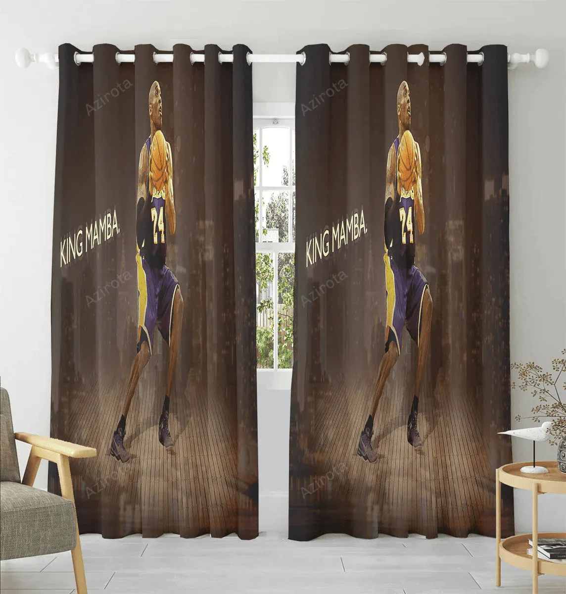 Los Angeles Lakers 24 Kobe Bryant King Mamba Window Curtain