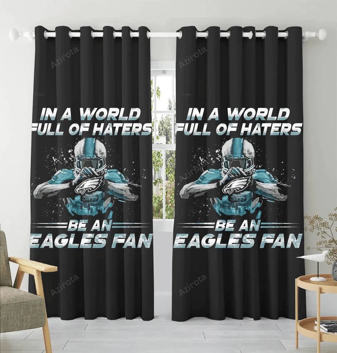 Philadelphia Eagles In A World Full Of Haters Be A Eagles Fan Blackout Window Curtain 2 Panels For Living Room Bed Room Gift For Fan