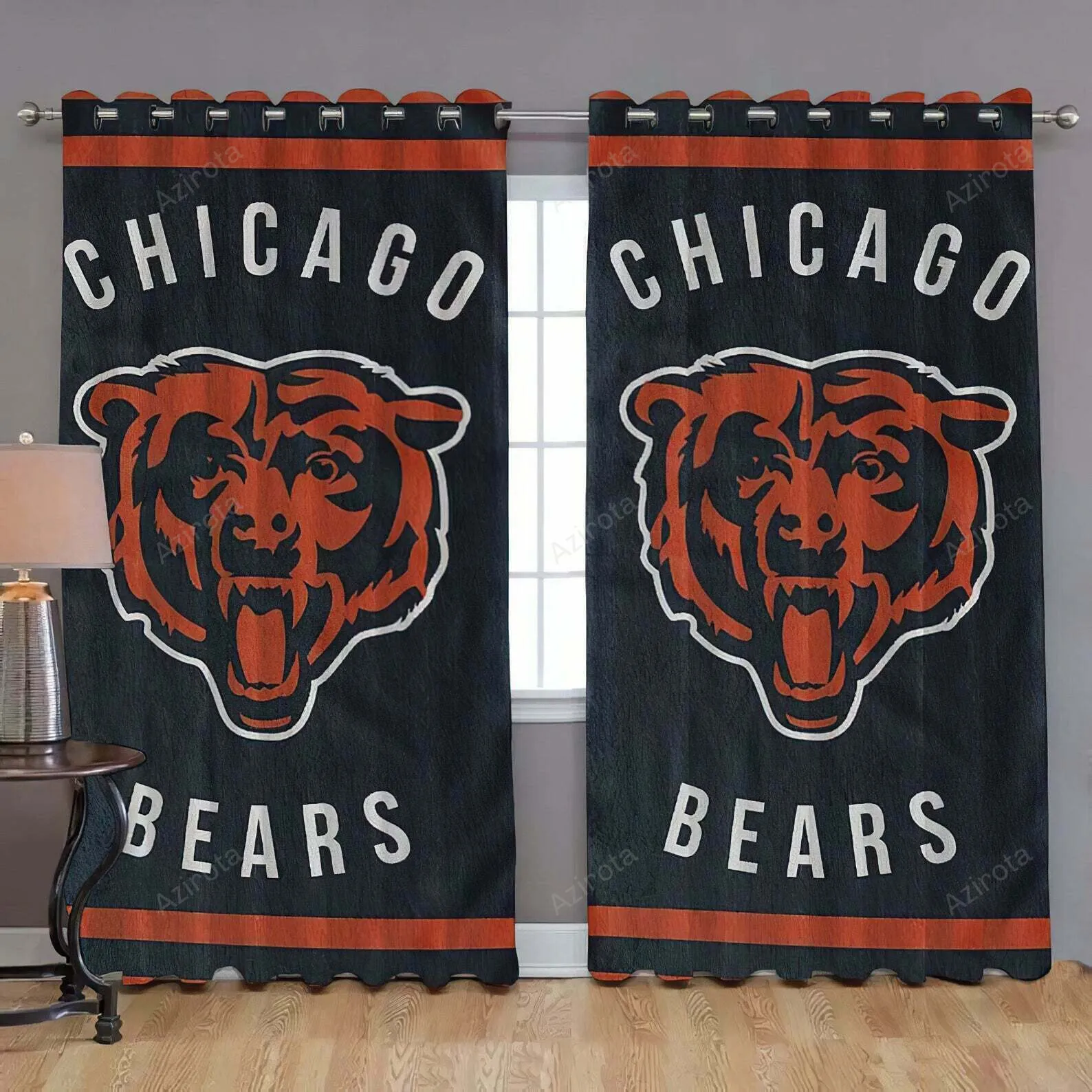 Chicago Bears America Logo 11 Blackout Window Curtain 2 Panels For Living Room Bed Room Gift For Fan
