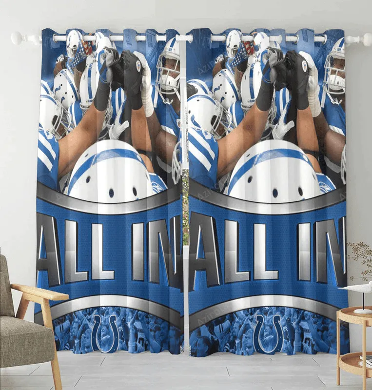 Indianapolis Colts All In Players Blackout Window Curtain 2 Panels For Living Room Bed Room Gift For Fan