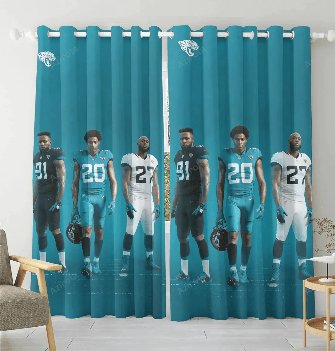 Jacksonville Jaguars Team v5 Blackout Window Curtain 2 Panels For Living Room Bed Room Gift For Fan