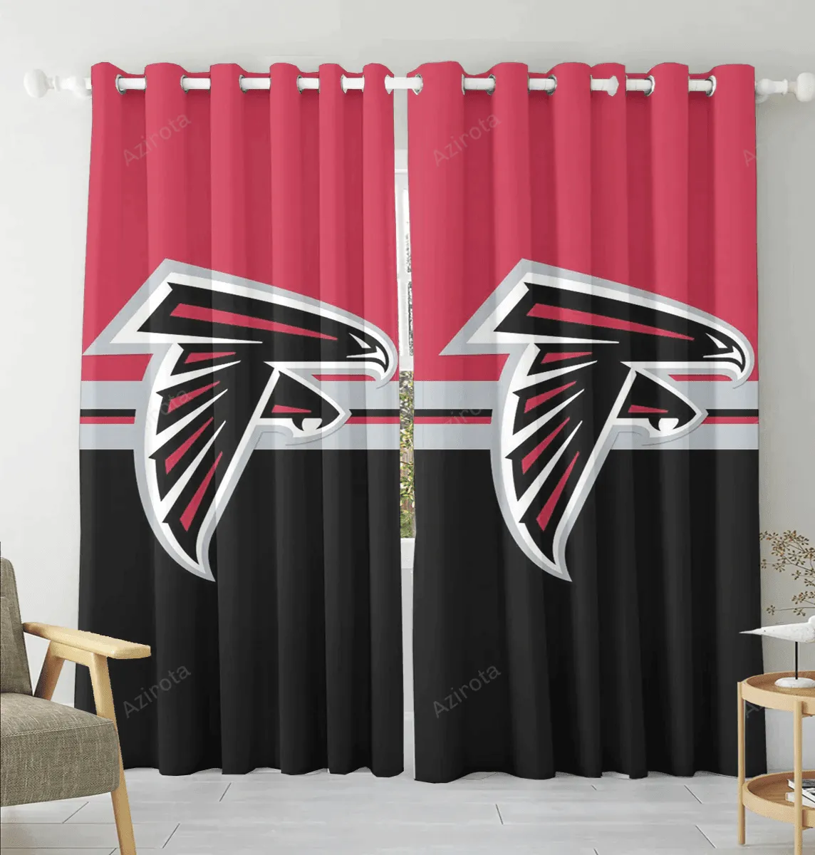 Atlanta Falcons Logo5 Blackout Window Curtain 2 Panels For Living Room Bed Room Gift For Fan