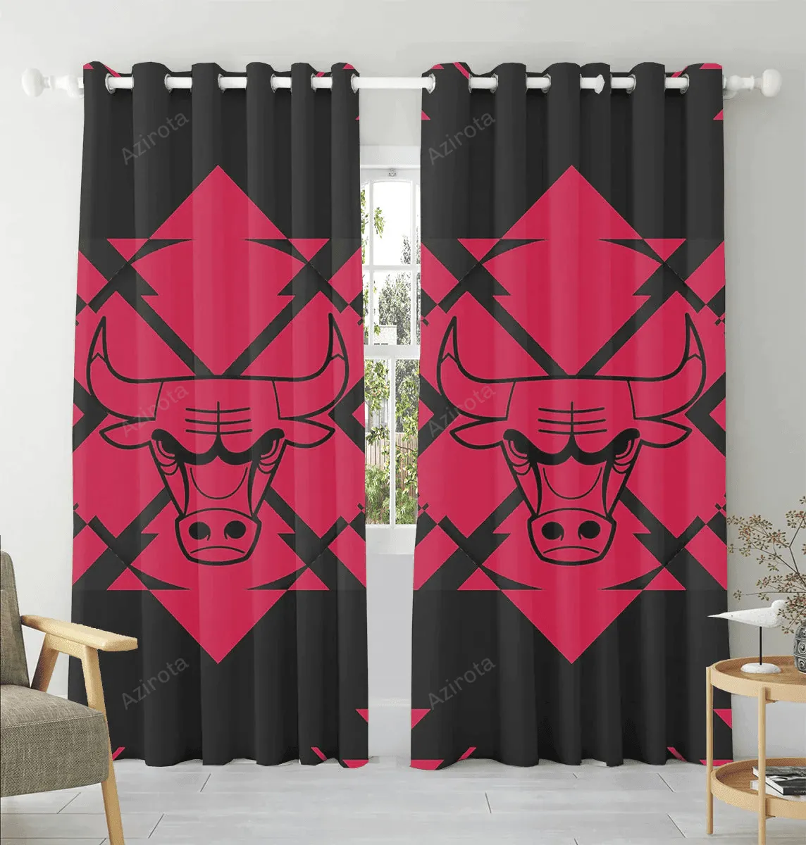 Chicago Bulls Emblem v8 Window Curtain