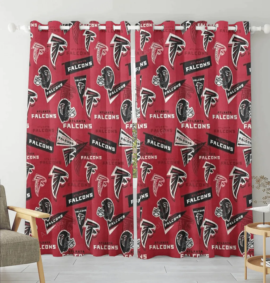 Atlanta Falcons Logo8 Blackout Window Curtain 2 Panels For Living Room Bed Room Gift For Fan