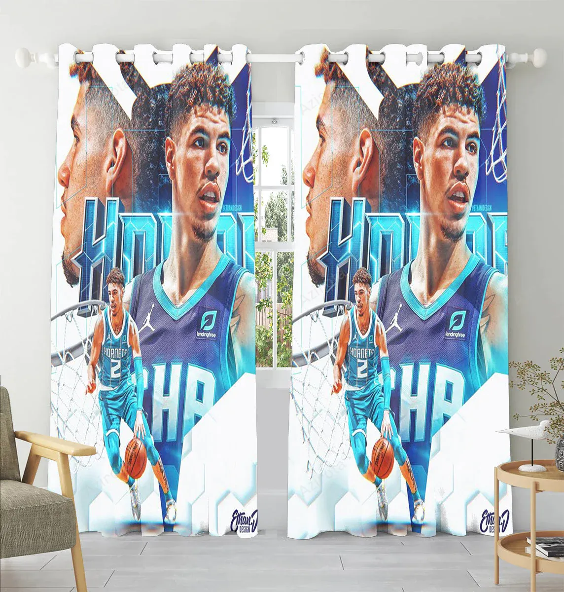 Charlotte Hornets LaMelo Ball5 Window Curtain