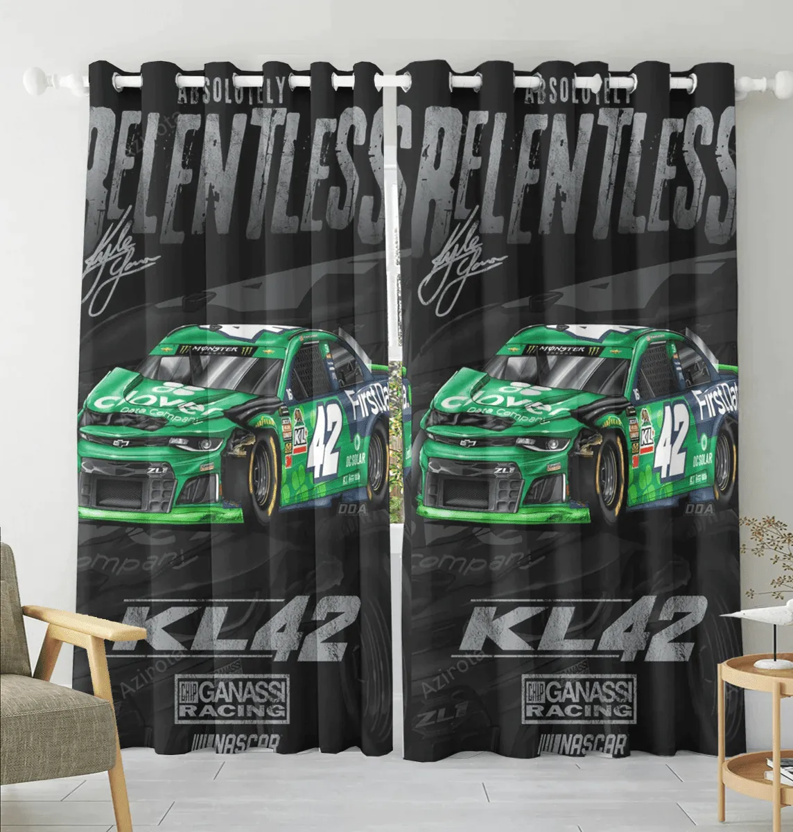 Chip Ganassi Racing Cars2 Blackout Window Curtain 2 Panels For Living Room Bed Room Gift For Fan