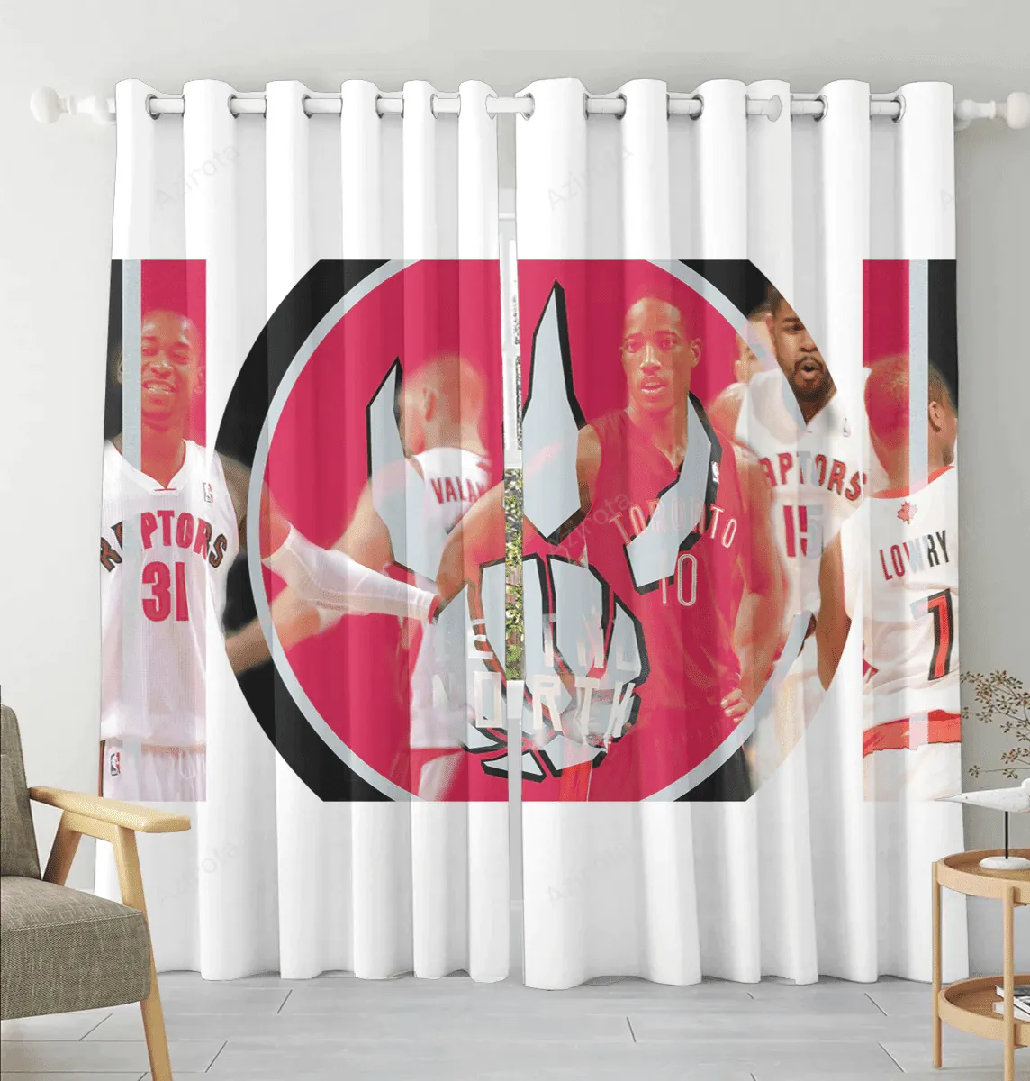 Toronto Raptors All Players1 Blackout Window Curtain 2 Panels For Living Room Bed Room Gift For Fan