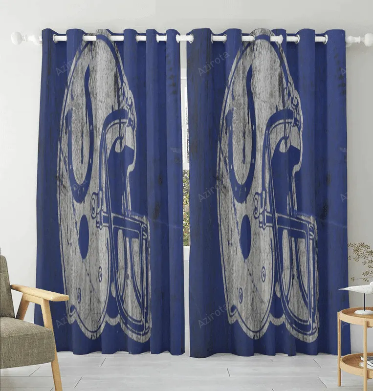 Indianapolis Colts White Helmet Vintage Blackout Window Curtain 2 Panels For Living Room Bed Room Gift For Fan