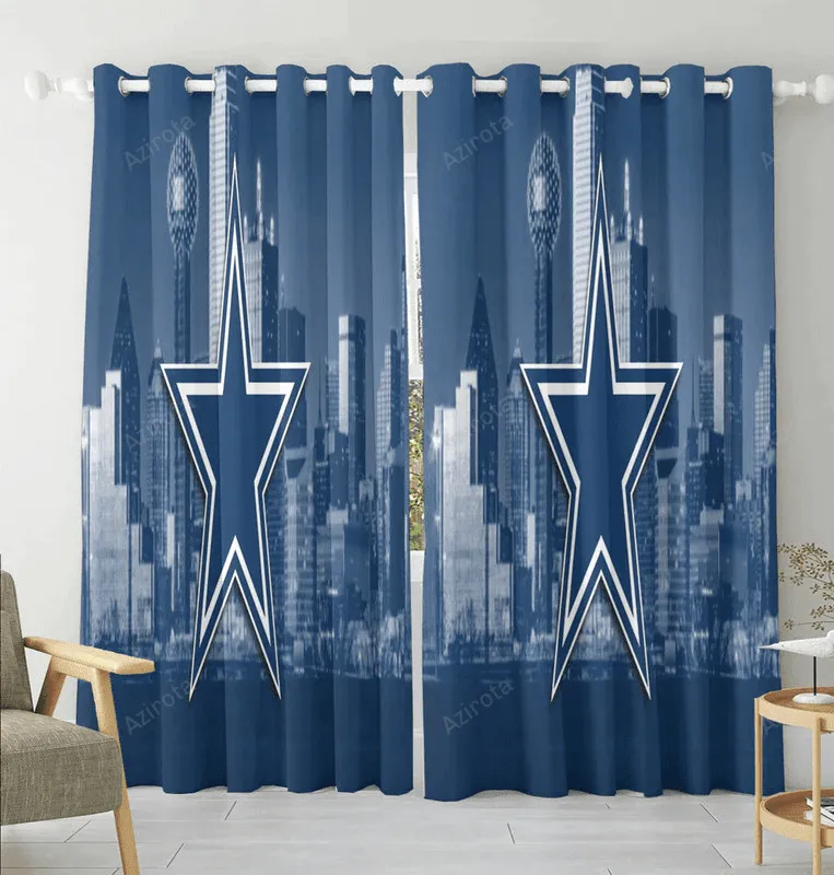 Dallas Cowboys Star City Blackout Window Curtain 2 Panels For Living Room Bed Room Gift For Fan