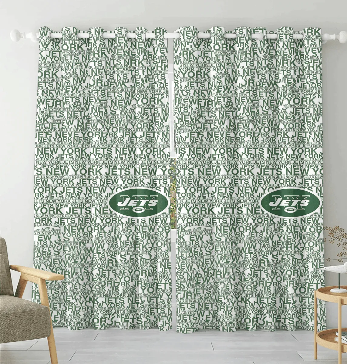 New York Jets Emblem v20 Blackout Window Curtain 2 Panels For Living Room Bed Room Gift For Fan