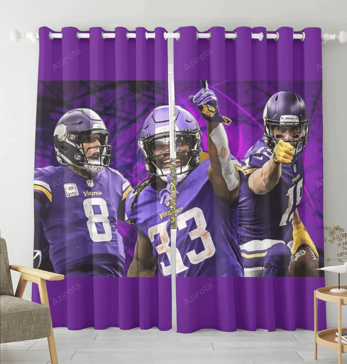Minnesota Vikings Team v3 Blackout Window Curtain 2 Panels For Living Room Bed Room Gift For Fan