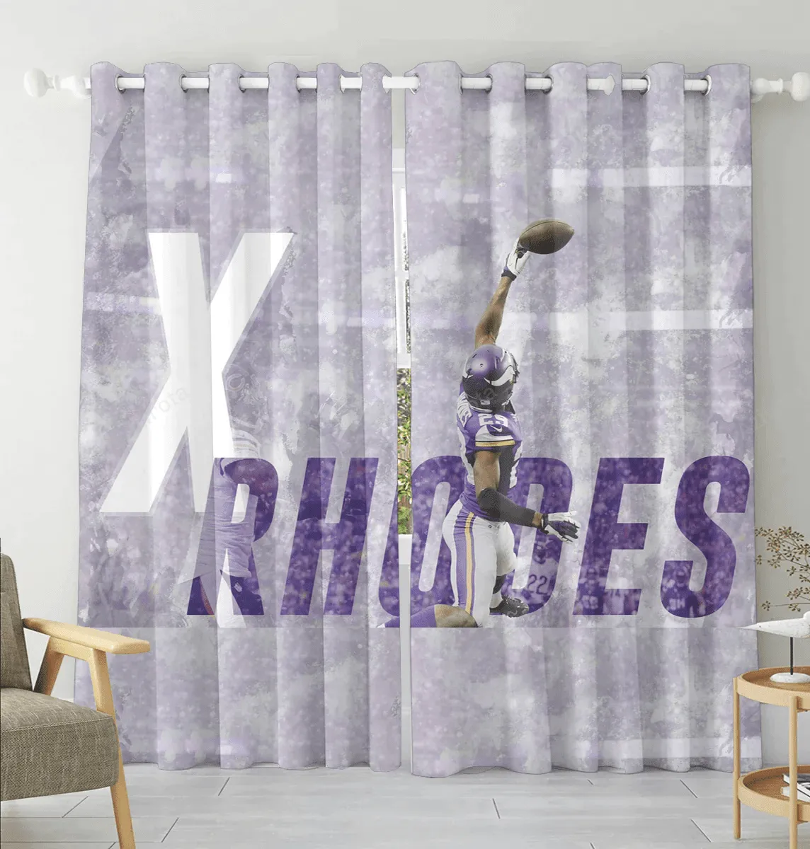 Minnesota Vikings Rhodes 29 Blackout Window Curtain 2 Panels For Living Room Bed Room Gift For Fan