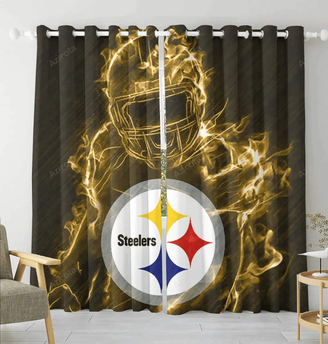 Pittsburgh Steelers Legend v1 Blackout Window Curtain 2 Panels For Living Room Bed Room Gift For Fan