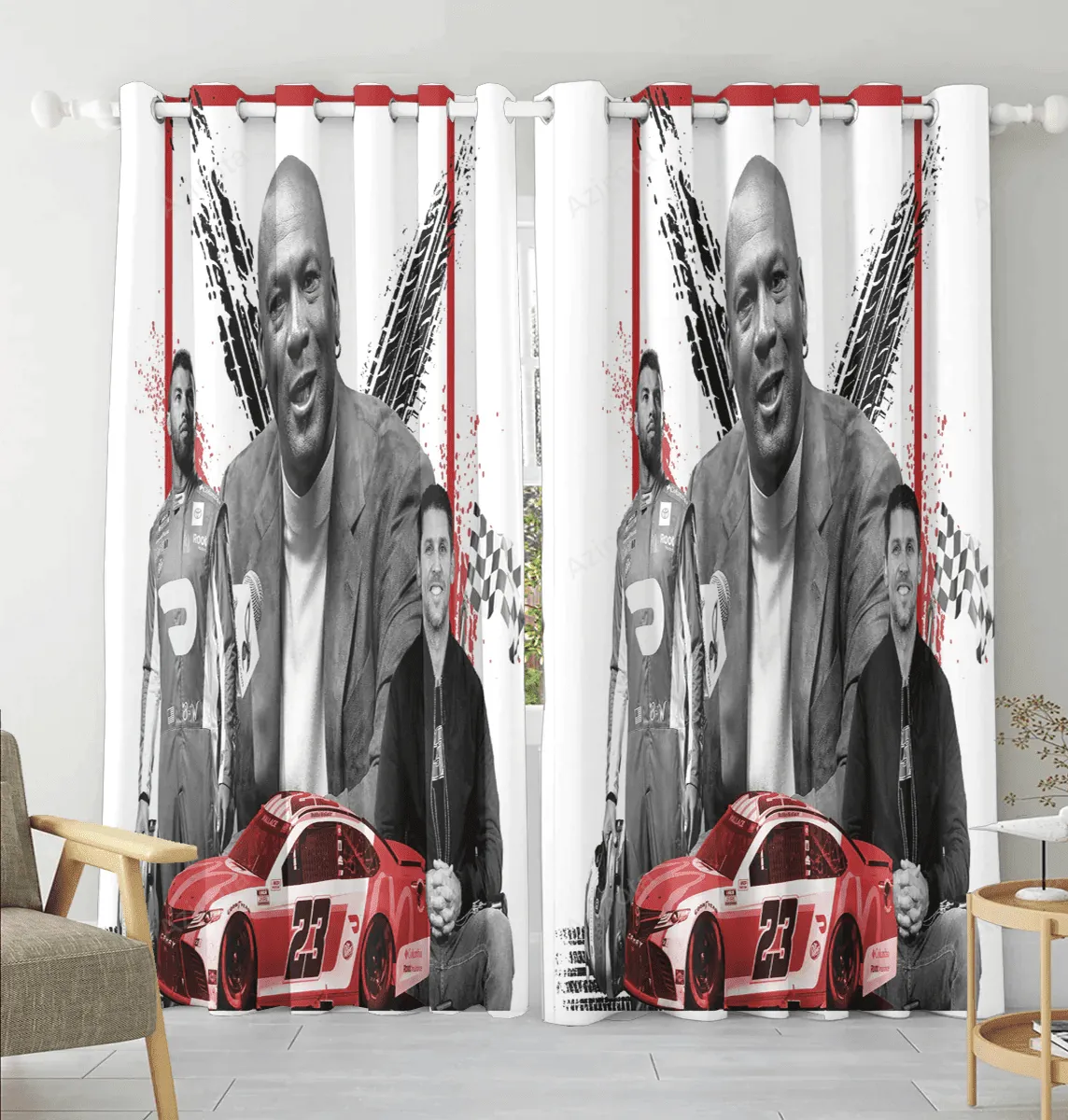 23XI Racing Players1 Blackout Window Curtain 2 Panels For Living Room Bed Room Gift For Fan