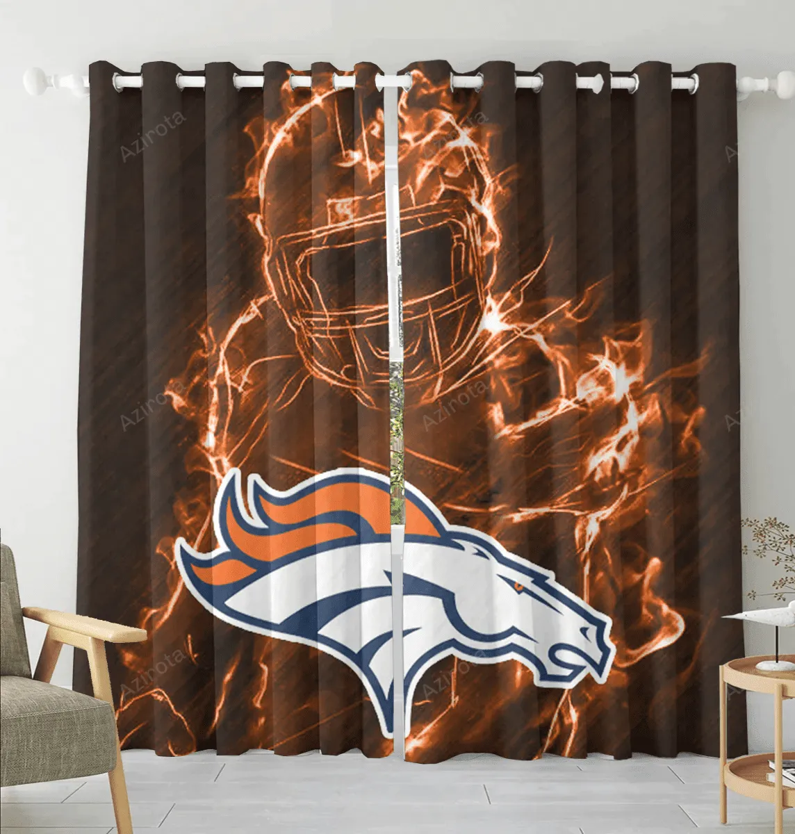 Denver Broncos Legend v1 Blackout Window Curtain 2 Panels For Living Room Bed Room Gift For Fan