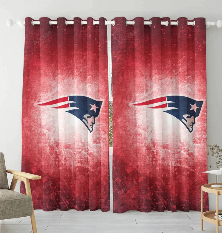 New England Patriots Red Light2 Blackout Window Curtain 2 Panels For Living Room Bed Room Gift For Fan