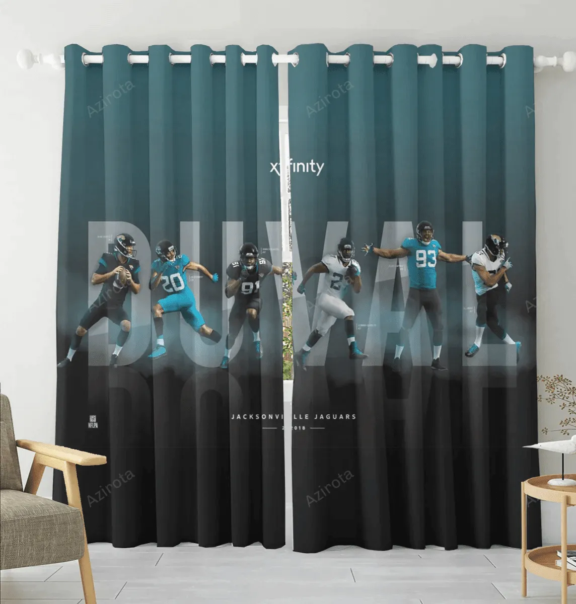 Jacksonville Jaguars Team v8 Blackout Window Curtain 2 Panels For Living Room Bed Room Gift For Fan