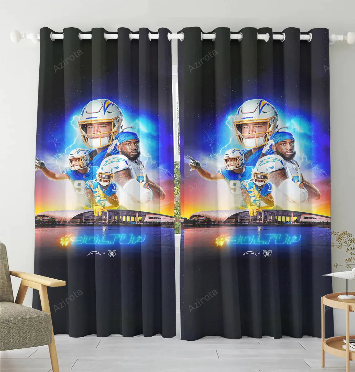 Los Angeles Chargers This Is The Way v5 Blackout Window Curtain 2 Panels For Living Room Bed Room Gift For Fan