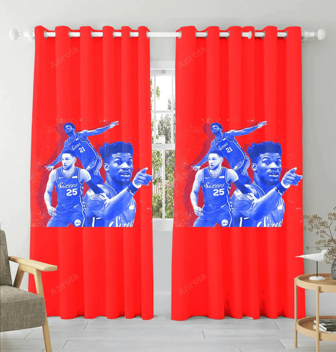 Philadelphia 76ers Players Blue Red Window Curtain Gift For Fans