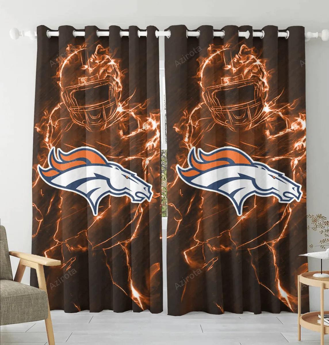 Denver Broncos Legend Blackout Window Curtain 2 Panels For Living Room Bed Room Gift For Fan