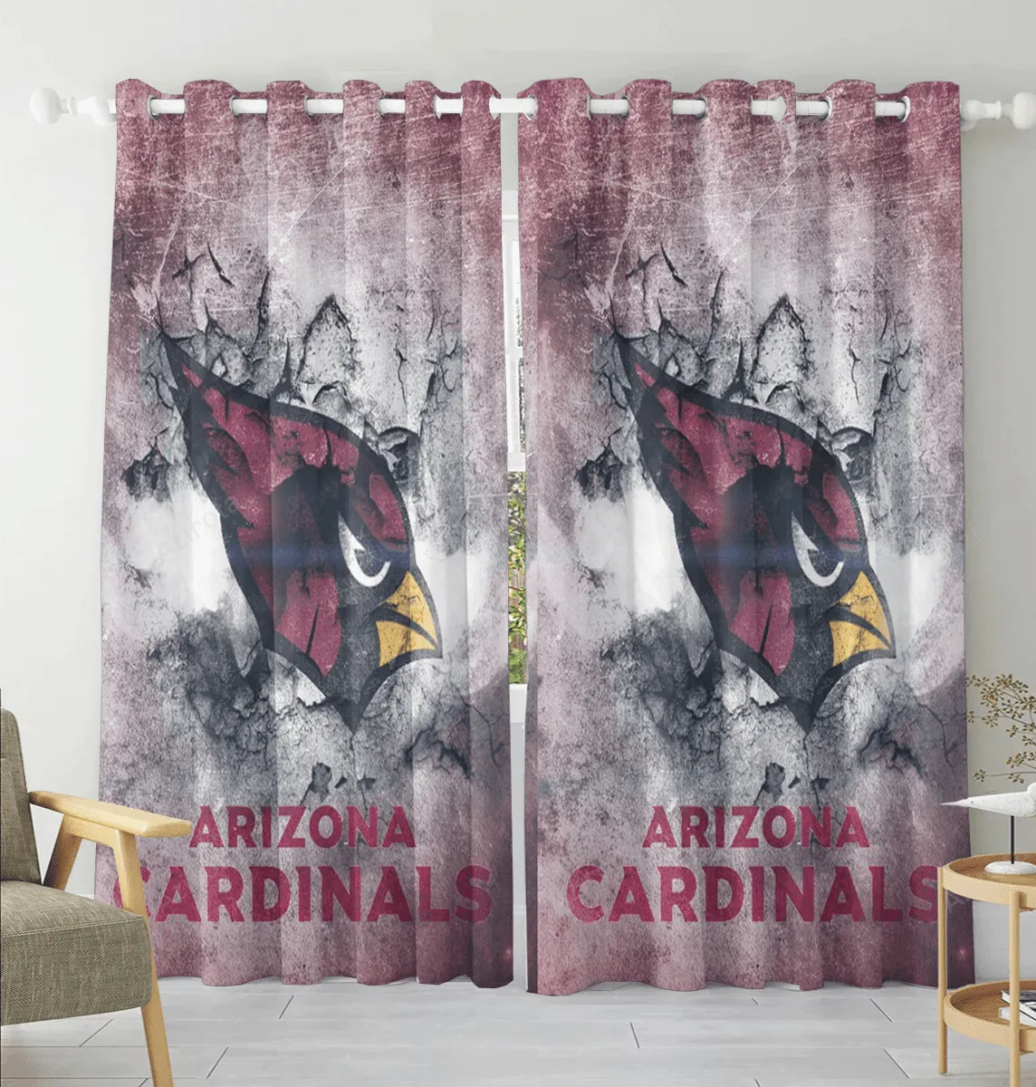Arizona Cardinals Logo v5 Blackout Window Curtain 2 Panels For Living Room Bed Room Gift For Fan