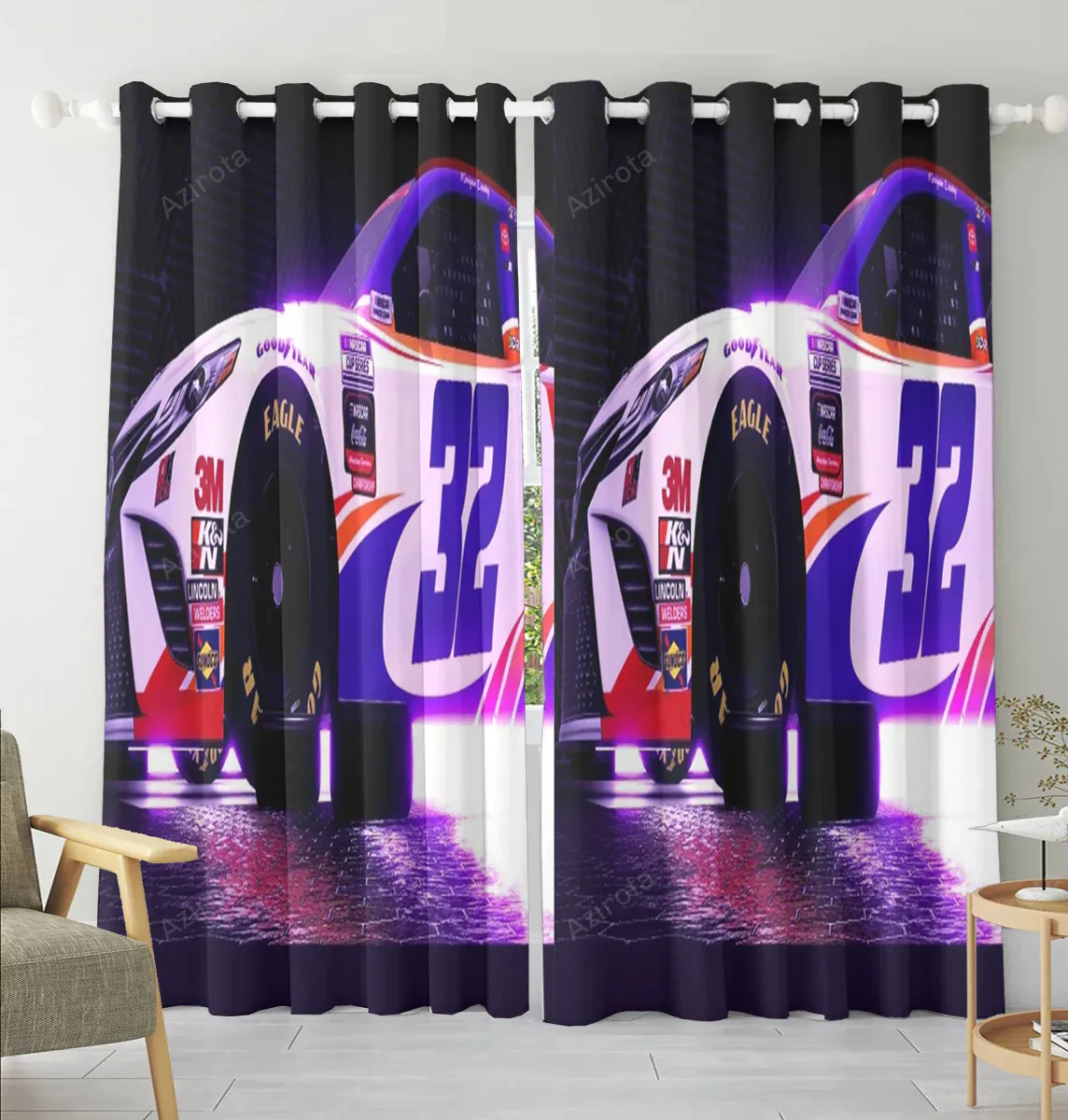 23XI Racing Cars15 Blackout Window Curtain 2 Panels For Living Room Bed Room Gift For Fan