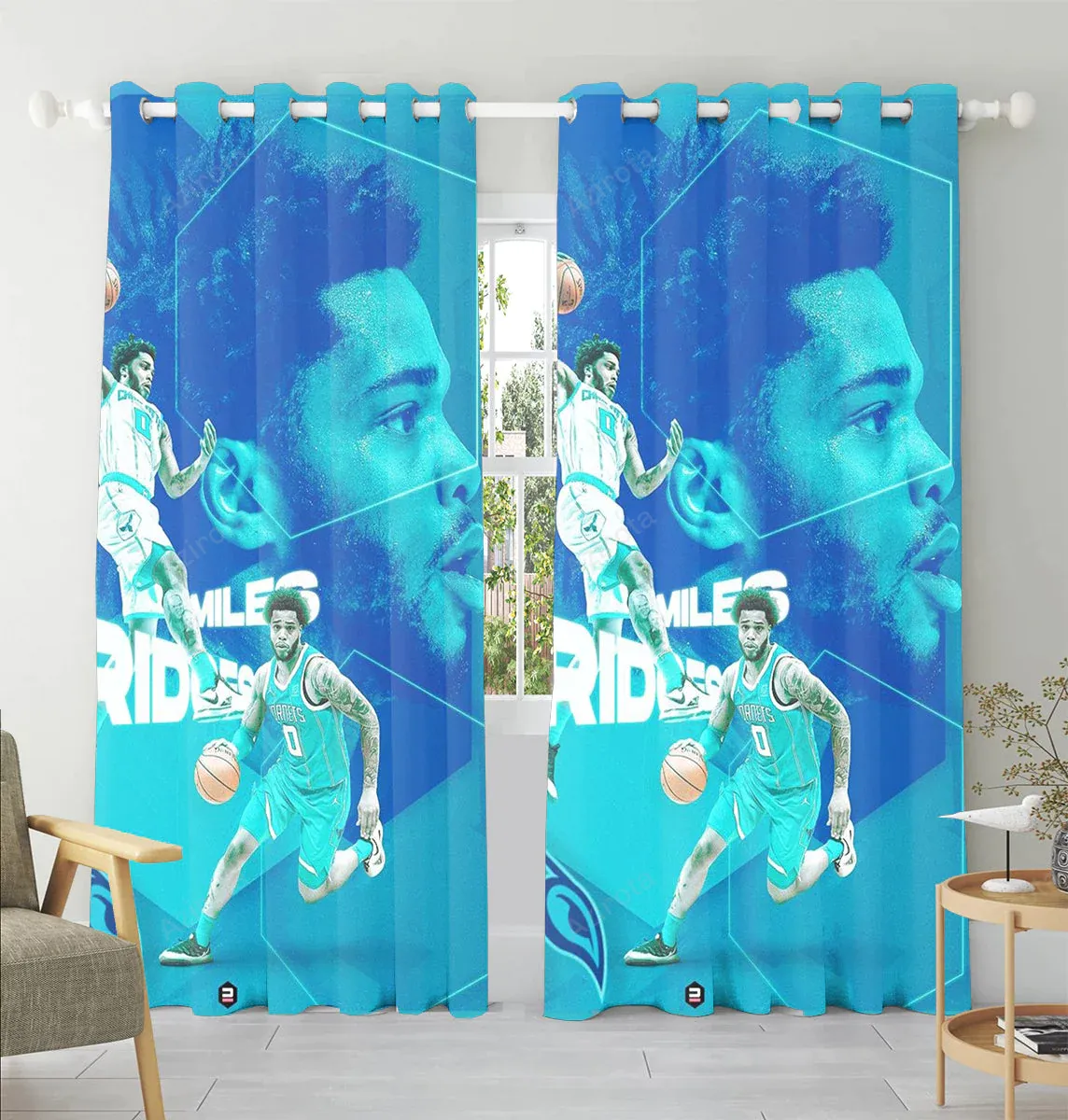 Charlotte Hornets Miles Bridges4 Window Curtain
