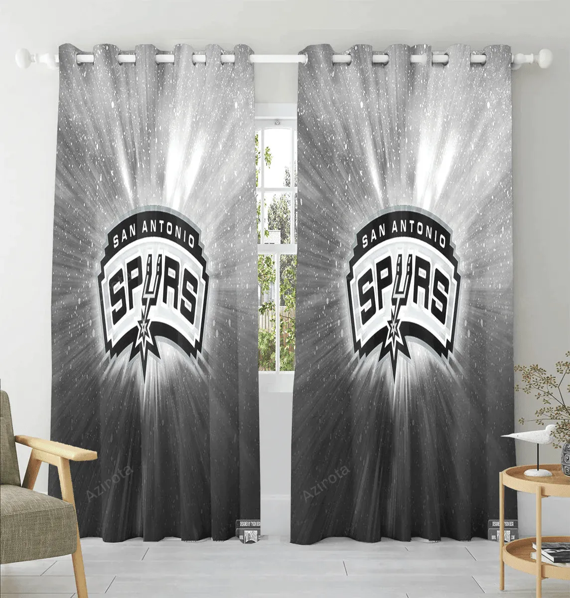 San Antonio Spurs Logo Galaxy White Window Curtain