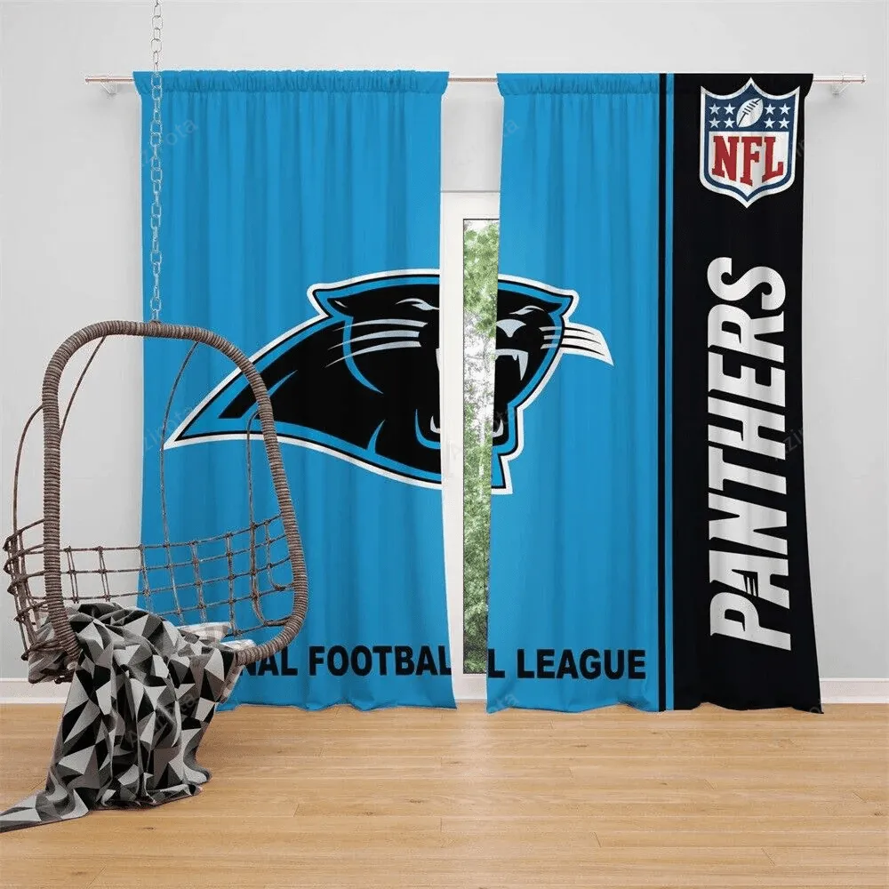 Carolina Panthers America Logo Blackout Window Curtain 2 Panels For Living Room Bed Room Gift For Fan