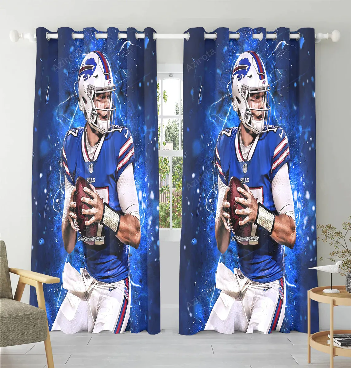 Buffalo Bills 17 Josh Allen v2 Window Curtain