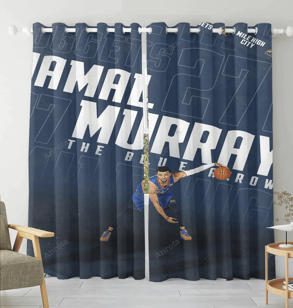 Denver Nuggets Jamal Murray1 Blackout Window Curtain 2 Panels For Living Room Bed Room Gift For Fan