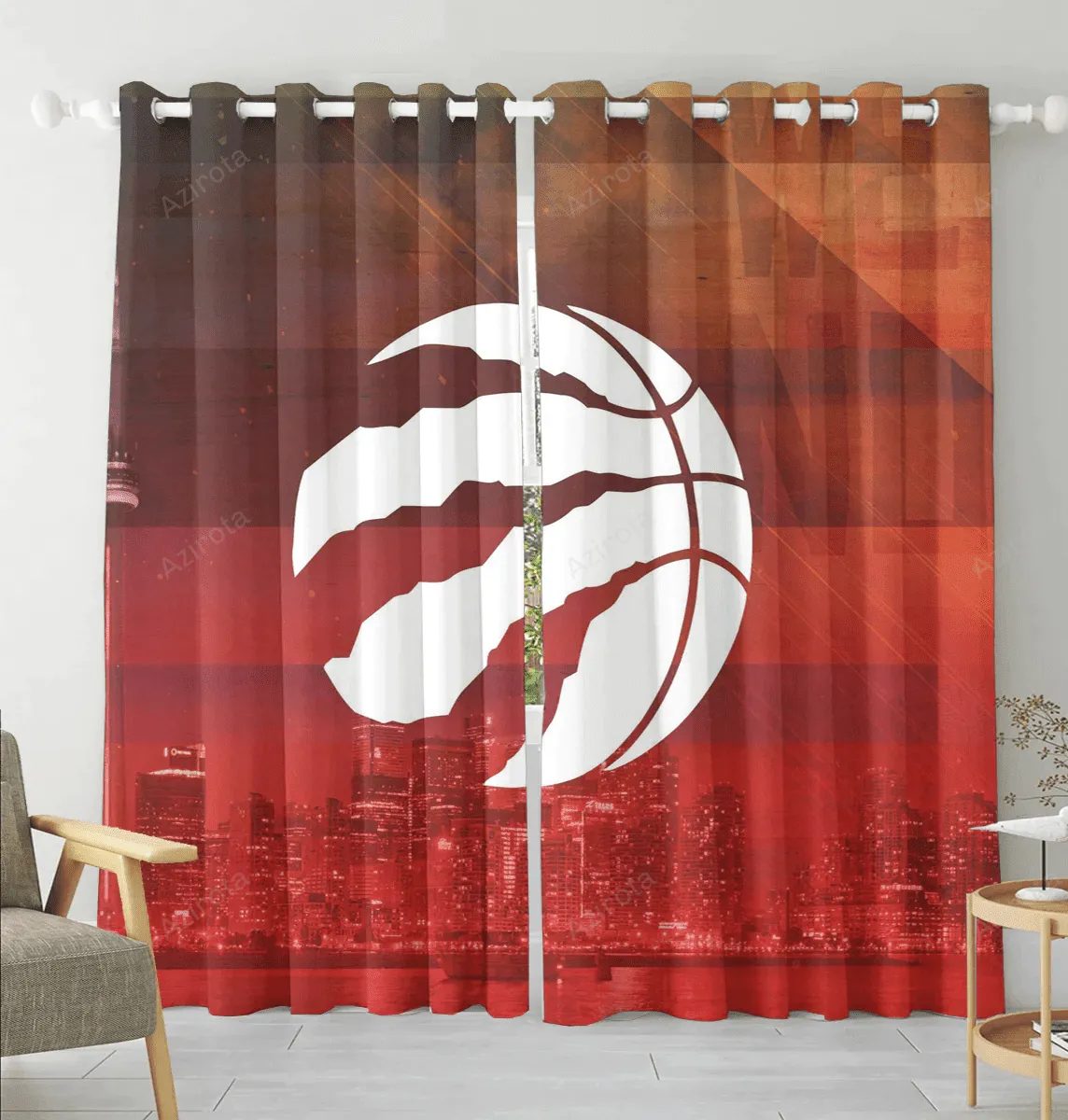 Toronto Raptors Red City Blackout Window Curtain 2 Panels For Living Room Bed Room Gift For Fan