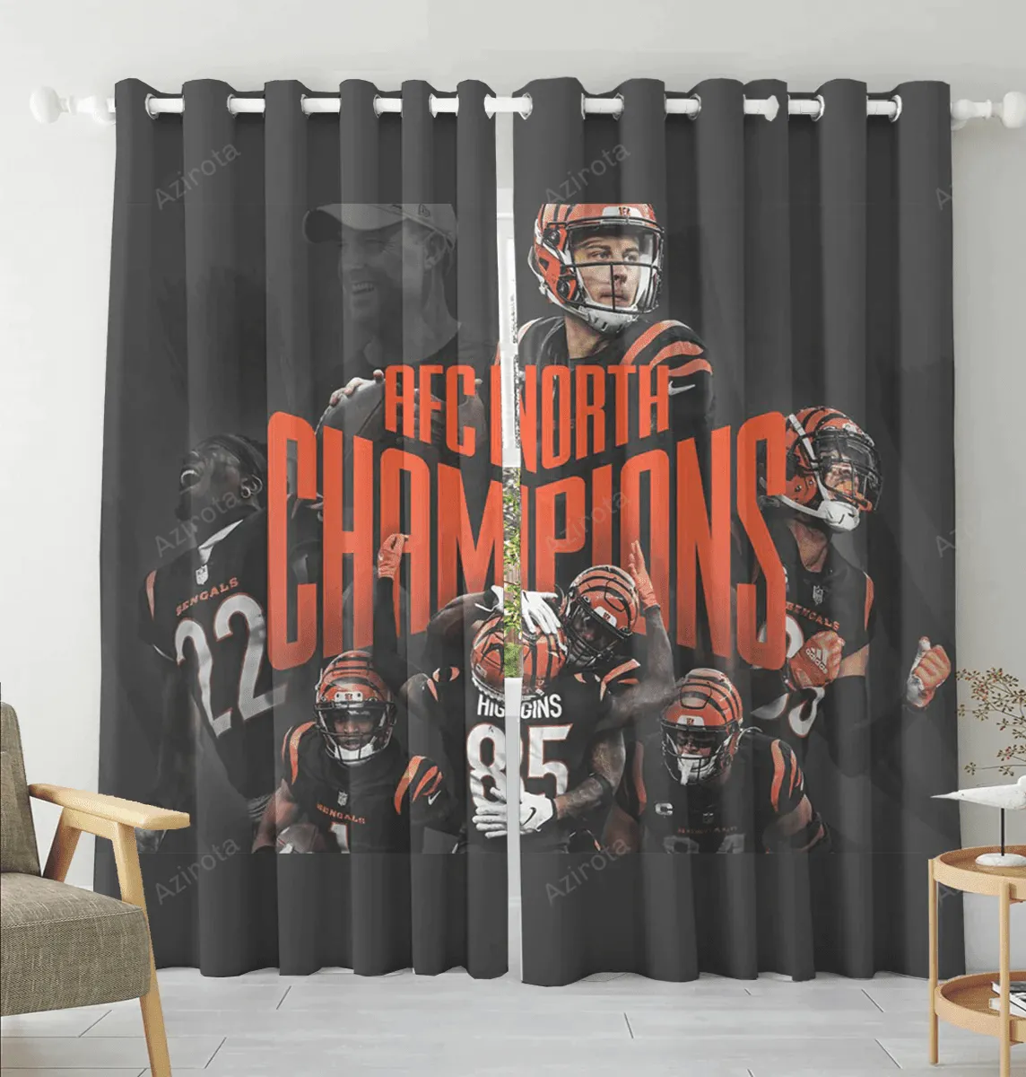 Cincinnati Bengals Team v7 Blackout Window Curtain 2 Panels For Living Room Bed Room Gift For Fan