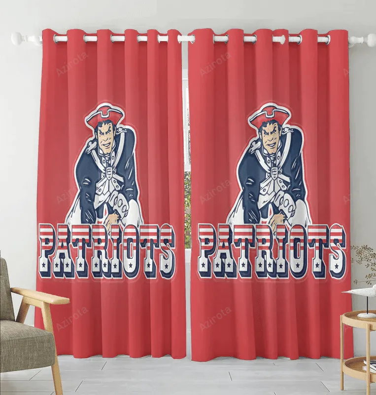 New England Patriots Pat Red Blackout Window Curtain 2 Panels For Living Room Bed Room Gift For Fan