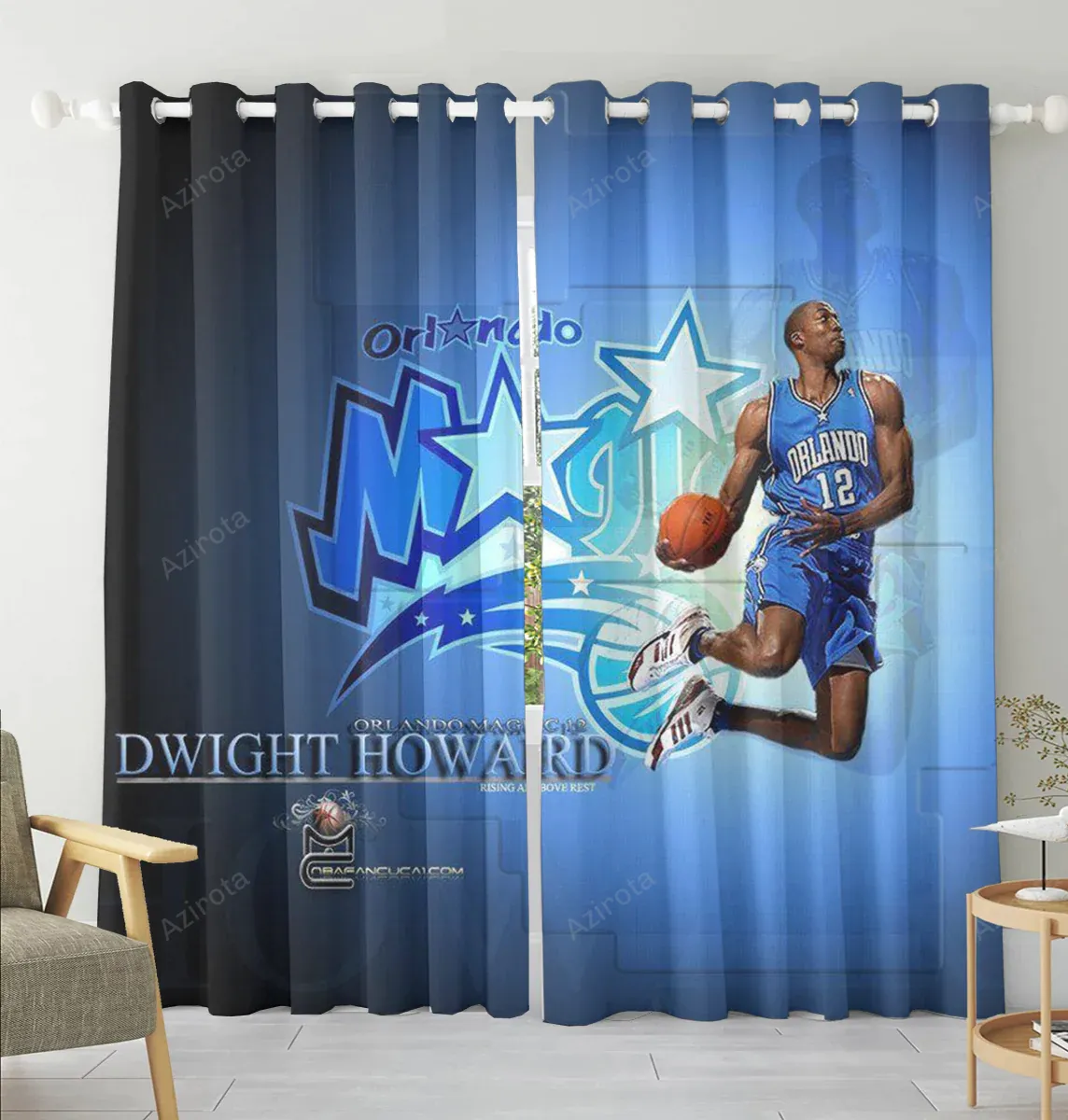 Orlando Magic Dwight Howard2 Blackout Window Curtain 2 Panels For Living Room Bed Room Gift For Fan