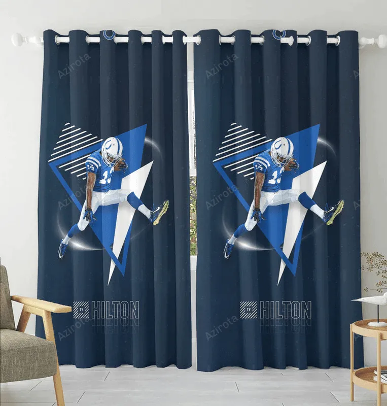 Indianapolis Colts TY Hilton1 Blackout Window Curtain 2 Panels For Living Room Bed Room Gift For Fan