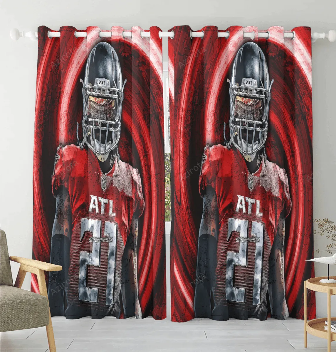 Atlanta Falcons Todd Gurley 21 v3 Blackout Window Curtain 2 Panels For Living Room Bed Room Gift For Fan