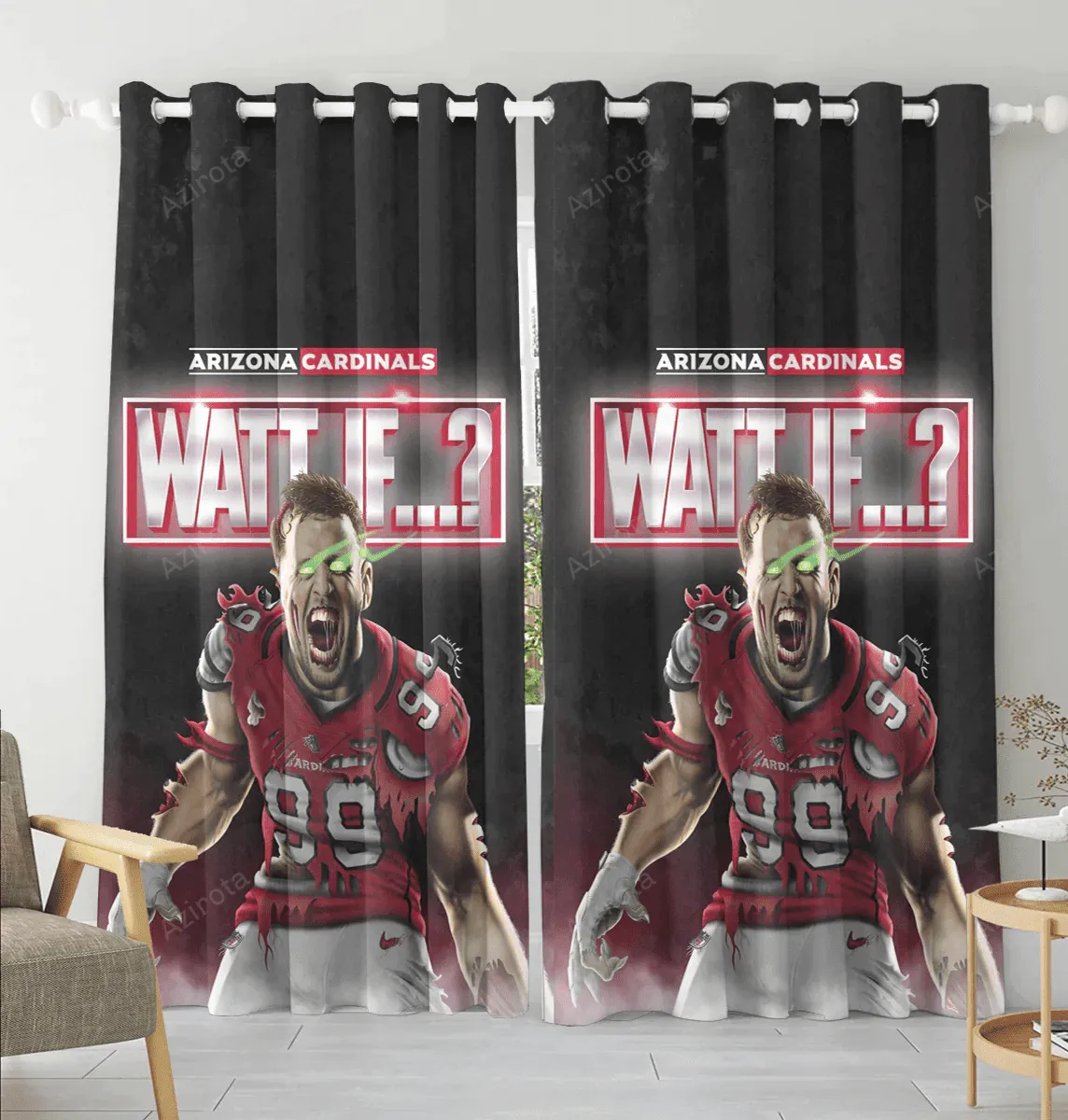 Arizona Cardinals Watt If Blackout Window Curtain 2 Panels For Living Room Bed Room Gift For Fan