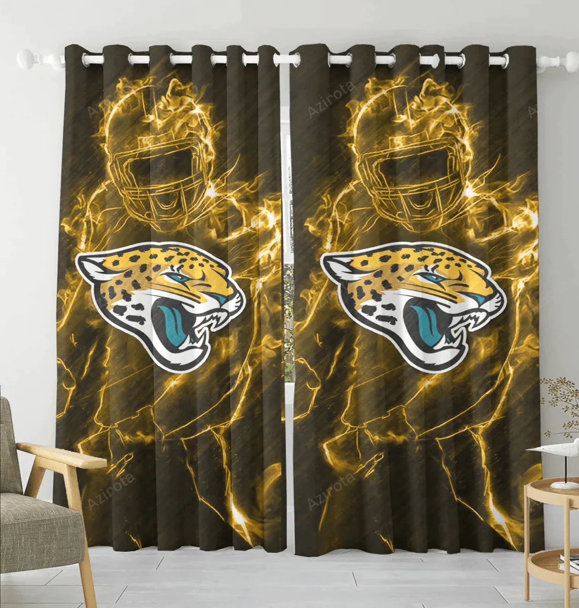 Jacksonville Jaguars Legend Blackout Window Curtain 2 Panels For Living Room Bed Room Gift For Fan