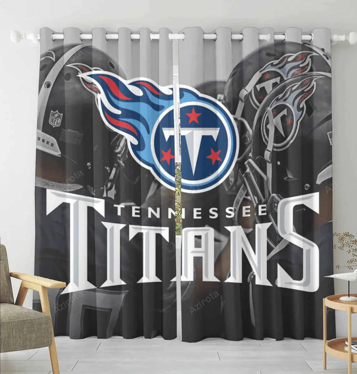 Tennessee Titans Emblem v21 Blackout Window Curtain 2 Panels For Living Room Bed Room Gift For Fan