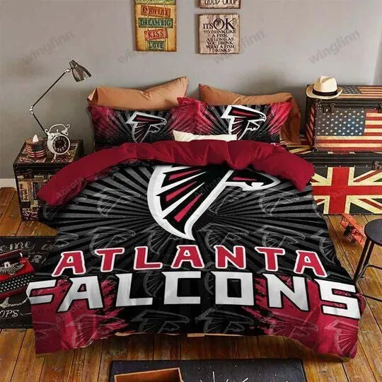 Atlanta Falcons 3D Logo With Iconic Colors Duvet Cover 3PCS Bedding Set Duvet Cover And Pillow Cases Gift For Fan