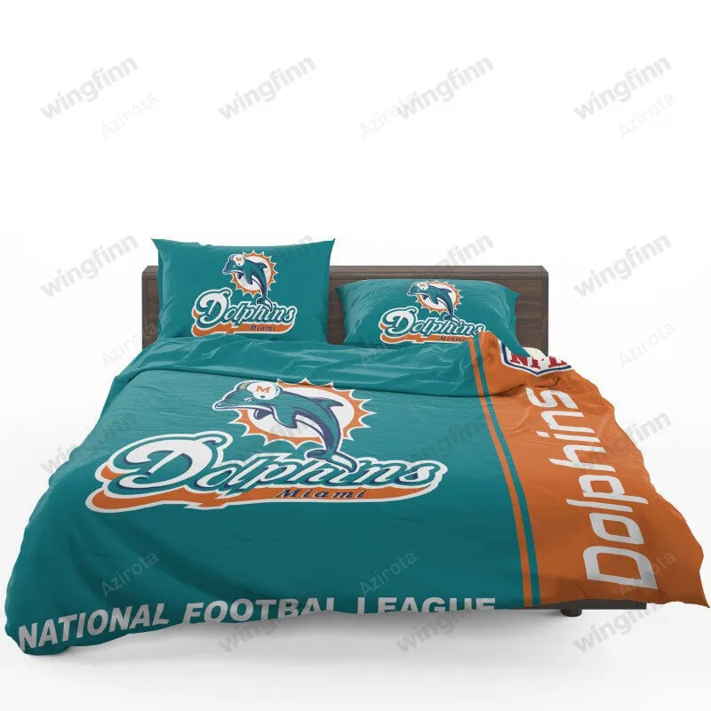 Miami Dolphins 3PCS Bedding Set Duvet Cover And Pillow Cases Gift For Fan 1457