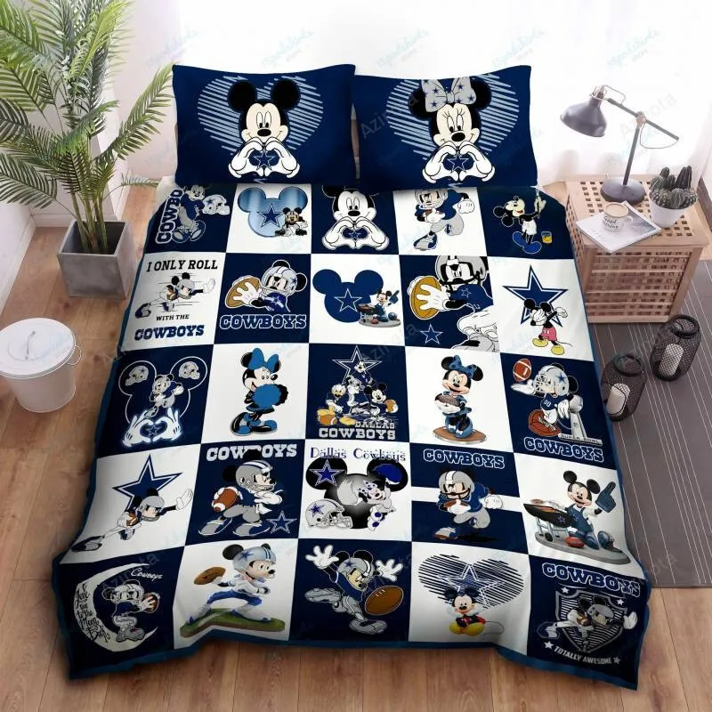Dallas Cowboys Mickey Disney Bedding Set Duvet Cover Gift For Fan Lovers