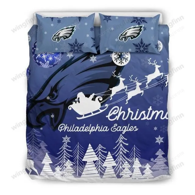 Merry Christmas Gift Philadelphia Eagles 3PCS Bedding Set Duvet Cover And Pillow Cases Gift For Fan