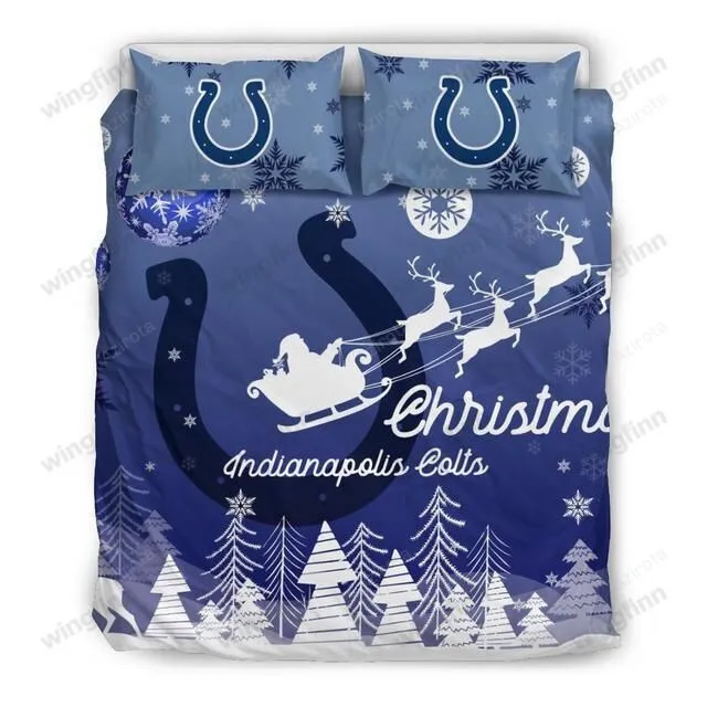 Merry Christmas Gift Indianapolis Colts 3PCS Bedding Set Duvet Cover And Pillow Cases Gift For Fan