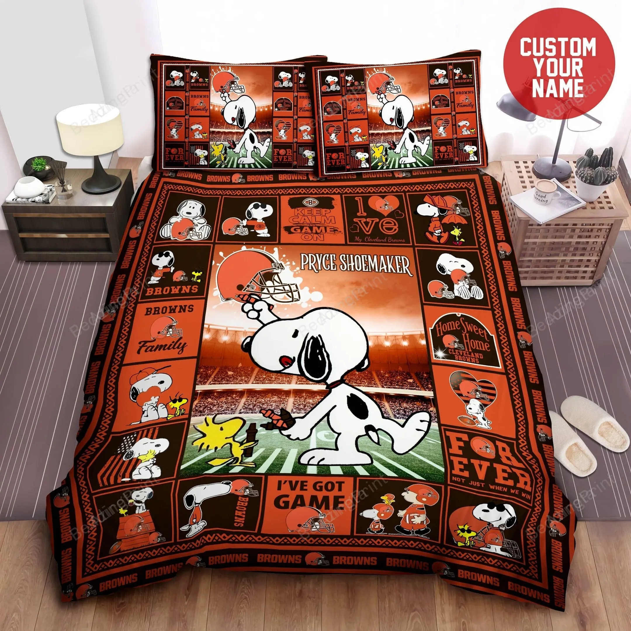 Personalized Custom Name Cleveland Browns Duvet Cover 3PCS Bedding Set Duvet Cover And Pillow Cases Gift For Fan