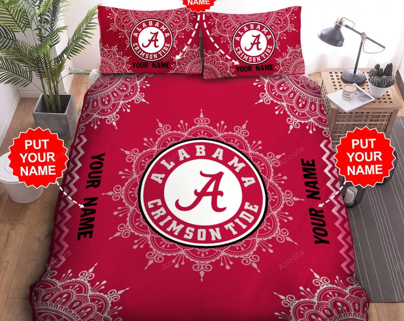 Alabama Crimson Tide Duvet Cover Set Custom Name Alabama Crimson Tide Bedding Set Lovers Bedding Alabama Fans Gift Ideas HC CB61