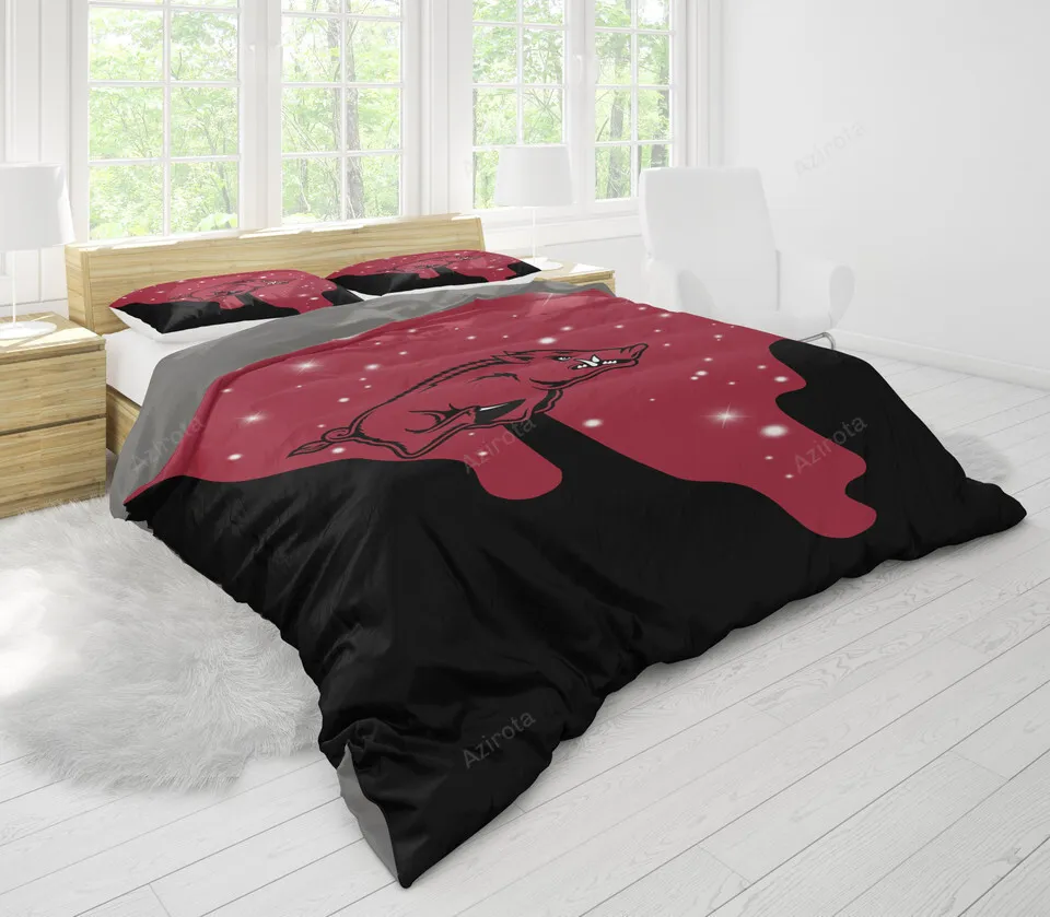 Arkansas Razorbacks Red Black Bedding Set