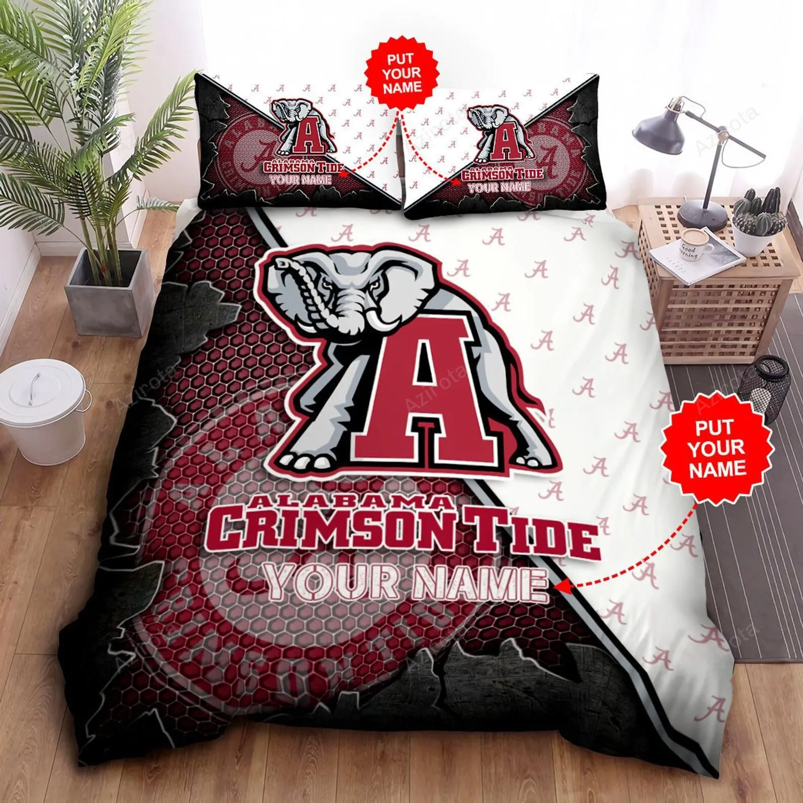 Alabama Crimson Tide Duvet Cover Set Custom Name Alabama Crimson Tide Bedding Set Lovers Bedding Alabama Fans Gift Ideas HC CB60